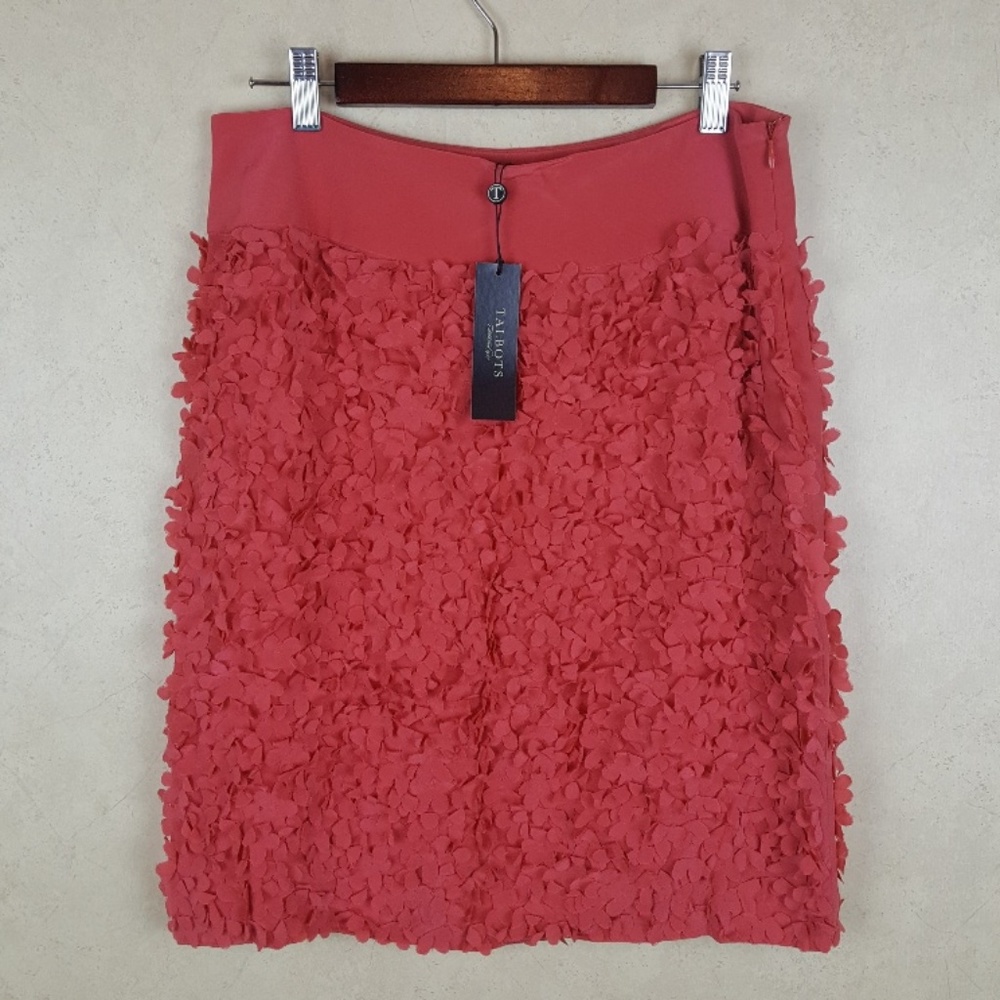 Talbots 100% Silk Coral Petal Pencil Skirt, Sz 6P